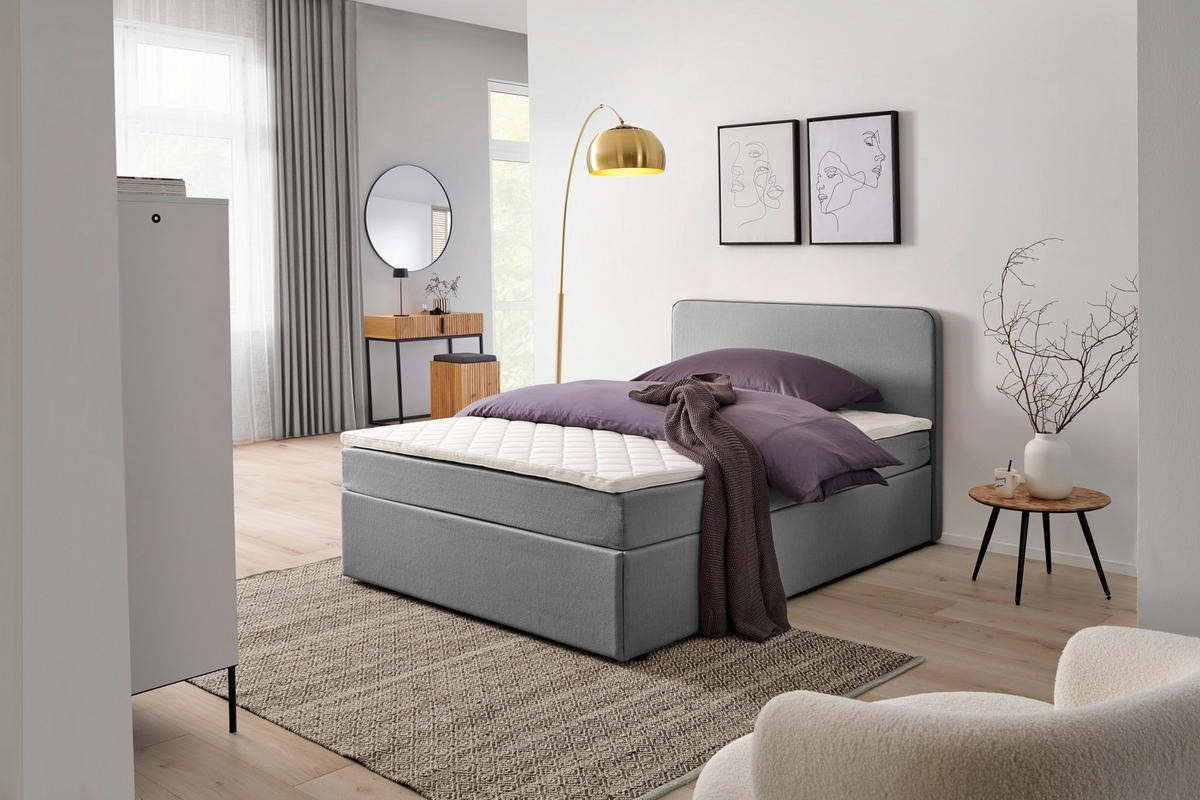 BOXBETT 140/200 cm  in Hellgrau  - Hellgrau, KONVENTIONELL, Holz (140/200cm) - P & B