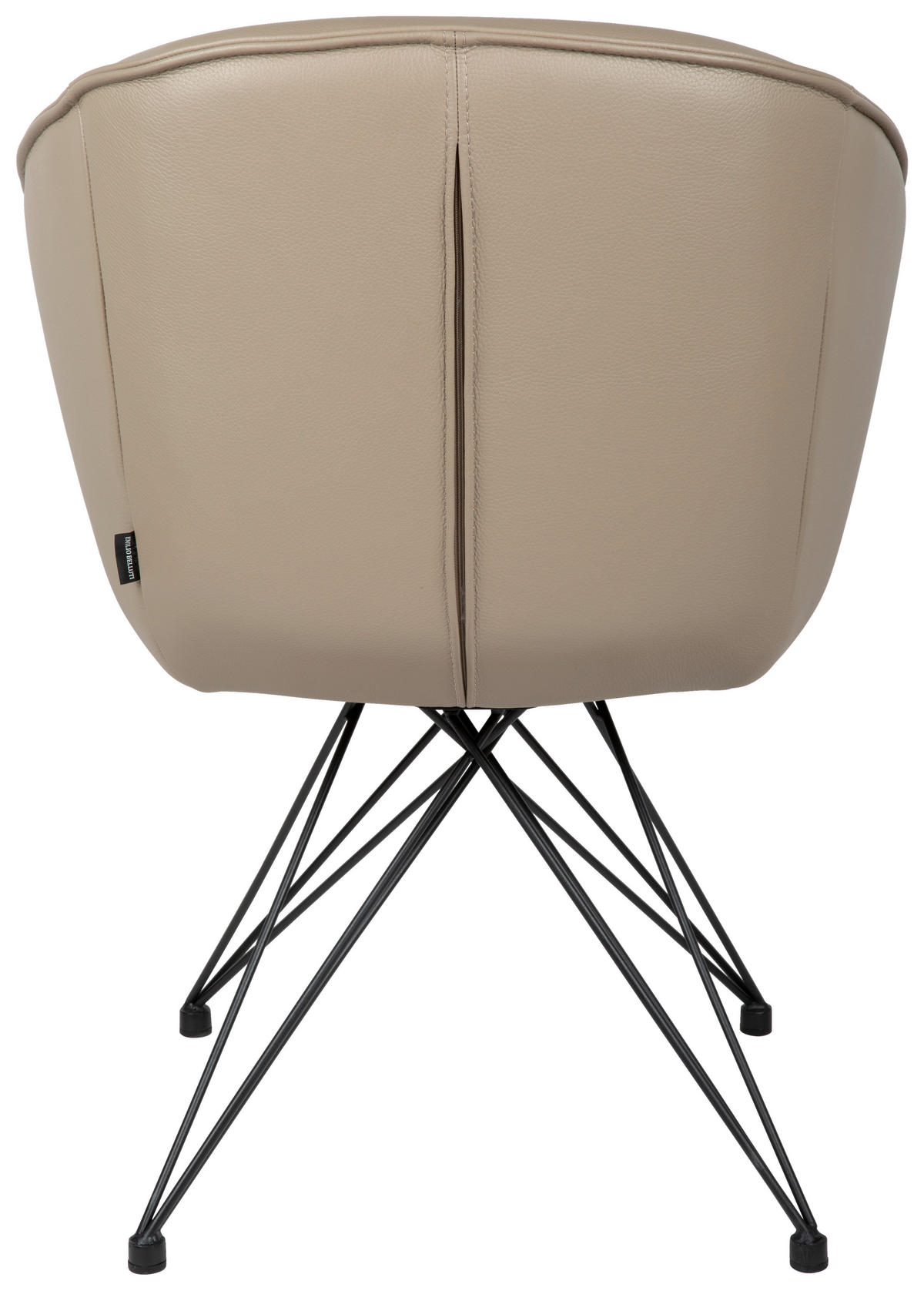 ARMLEHNSTUHL  in Eisen Echtleder pigmentiert  - Taupe/Schwarz, Design, Leder/Metall (59,5/83,5/63,5cm) - Emilio Belluti