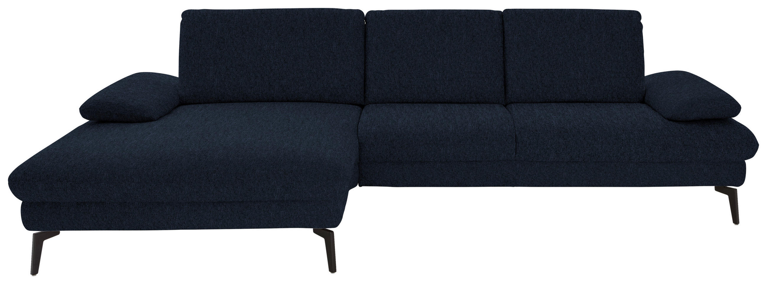 ECKSOFA in Chenille, Mikrofaser Dunkelblau  - Schwarz/Dunkelblau, Design, Textil/Metall (157/299cm) - Dieter Knoll