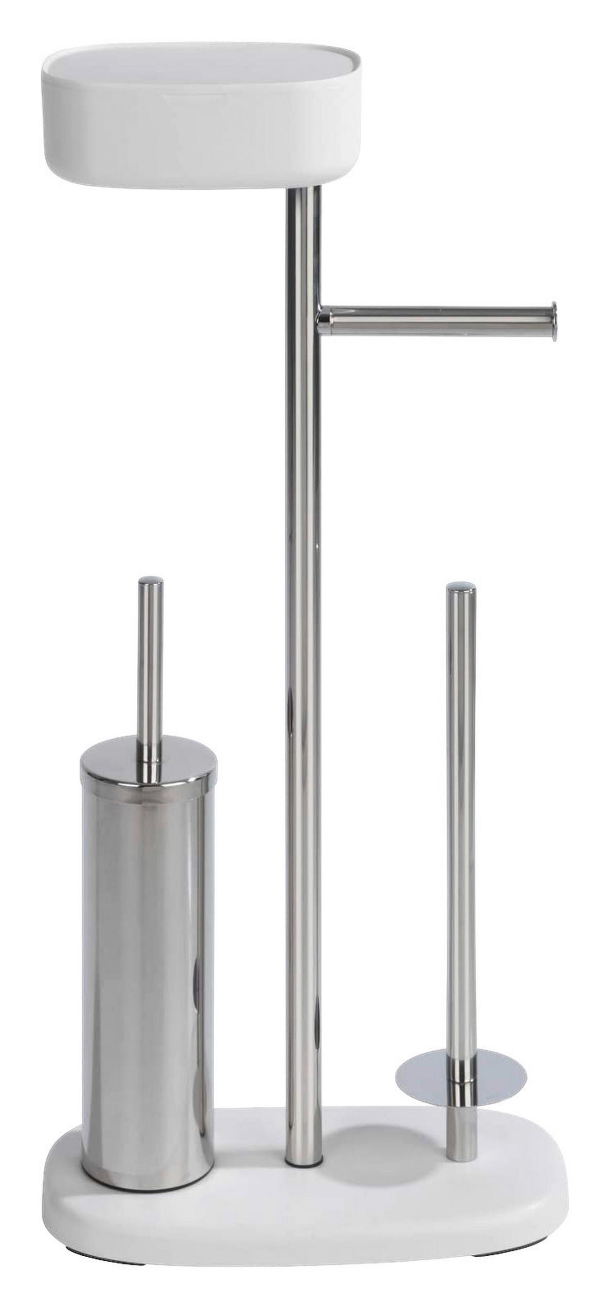 WC-BÜRSTENKOMBINATION - Edelstahlfarben/Weiß, Basics, Kunststoff/Metall (17/72,5/32cm) - Wenko