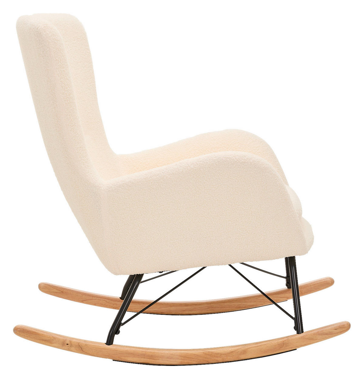 SCHAUKELSTUHL in Teddystoff Creme  - Creme/Naturfarben, LIFESTYLE, Holz/Textil (71/94/91cm) - Novel