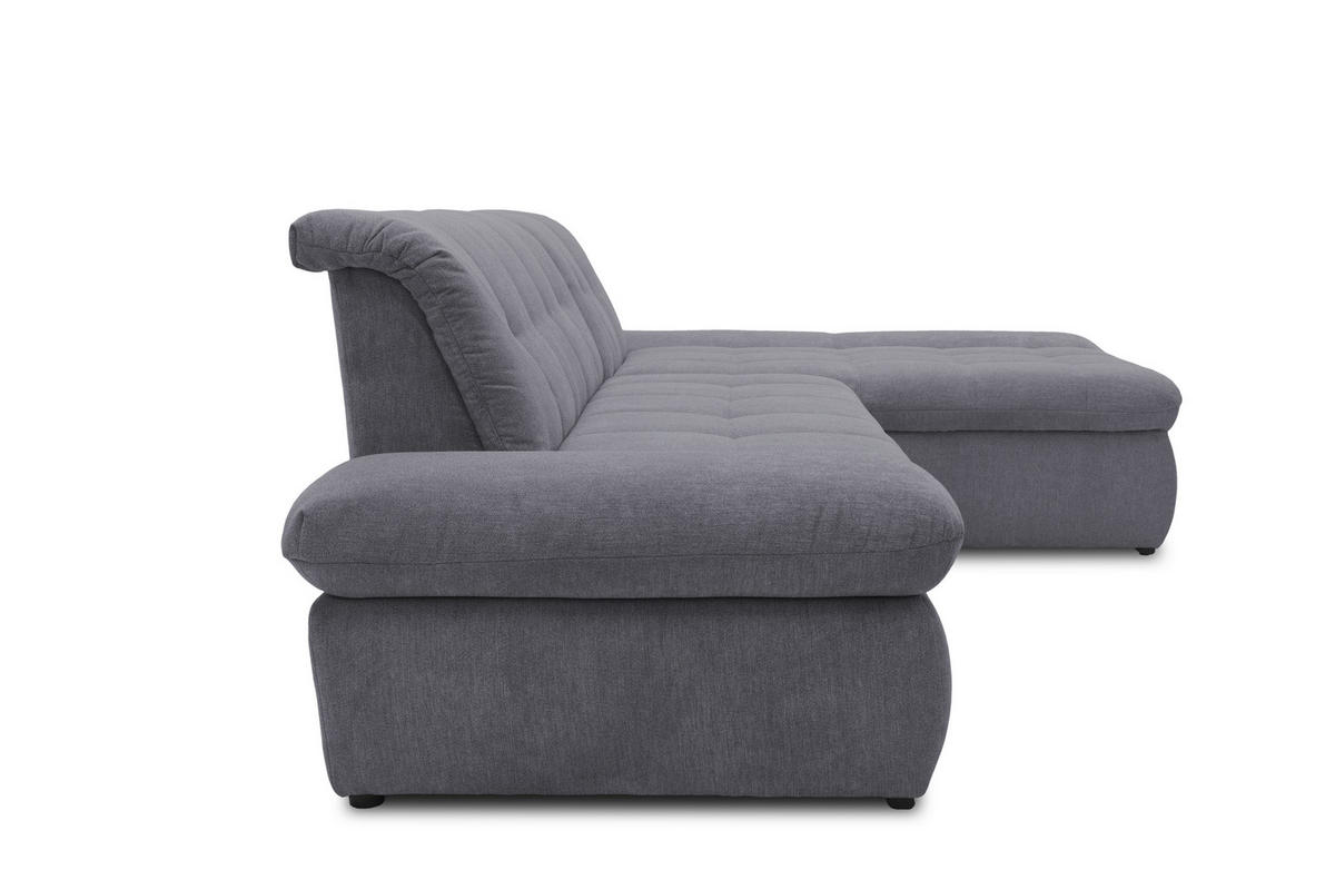 ECKSOFA Dunkelgrau Mikrofaser  - Chromfarben/Dunkelgrau, KONVENTIONELL, Textil/Metall (300/172cm) - MID.YOU