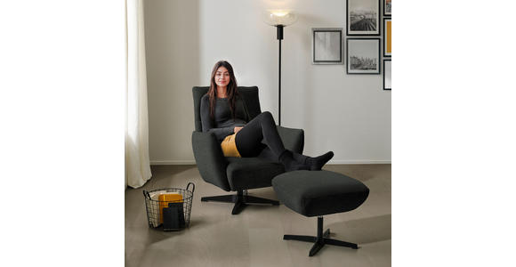 SESSEL in Teddystoff Anthrazit  - Anthrazit/Schwarz, Design, Textil/Metall (60/94/86cm) - Dieter Knoll