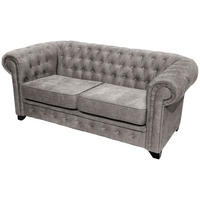 CHESTERFIELD-SOFA CHESTERFIELD Flachgewebe Grau  - Schwarz/Grau, KONVENTIONELL, Holz/Textil (182/72/92cm) - Livetastic