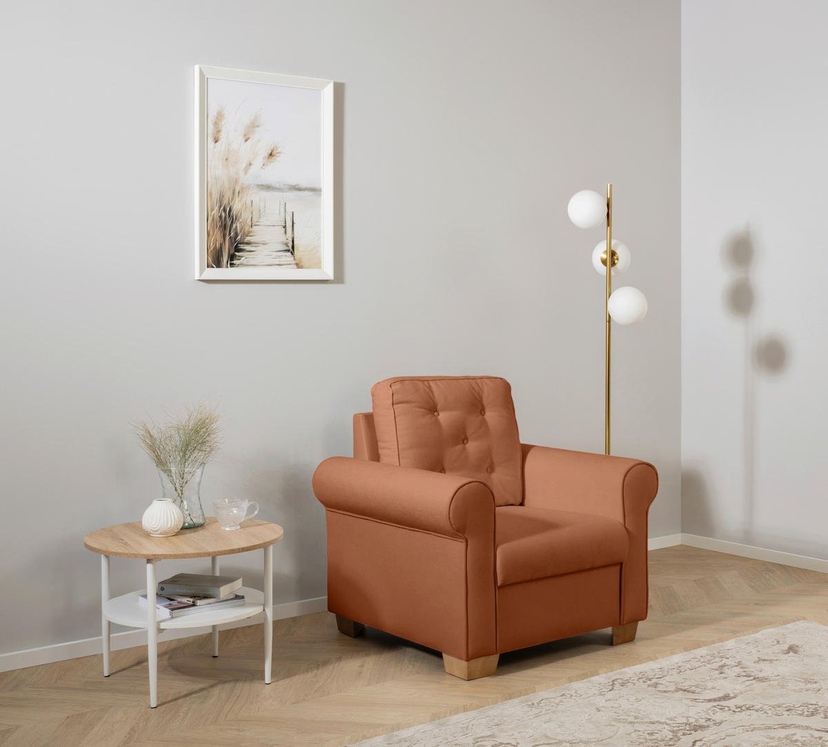 SESSEL in Rostfarben  - Rostfarben/Buchefarben, Design, Holz/Textil (93/89/82cm) - MID.YOU
