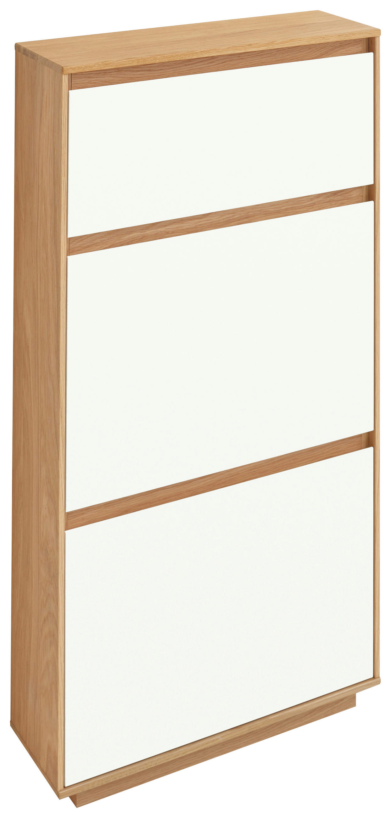 SCHUHKIPPER Eiche teilmassiv lackiert Weiß, Eichefarben  - Eichefarben/Weiß, Design, Holz (62/124/21cm)