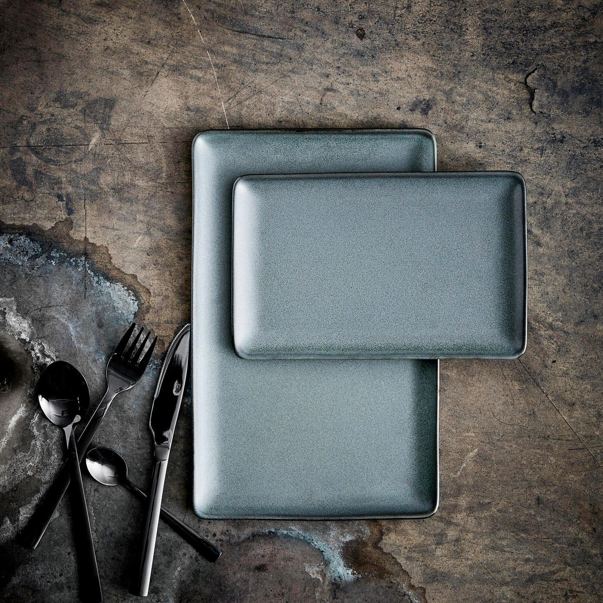 SERVIERPLATTEN-SET RAW 6-teilig 20/30 cm  - Jadegrün, Basics, Keramik (20/30cm) - Aida