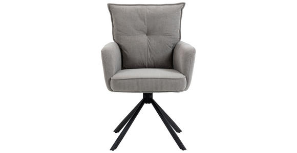 ARMLEHNSTUHL in Eisen Cord - Taupe/Schwarz, Design, Textil/Metall (60/95/67cm) - Novel
