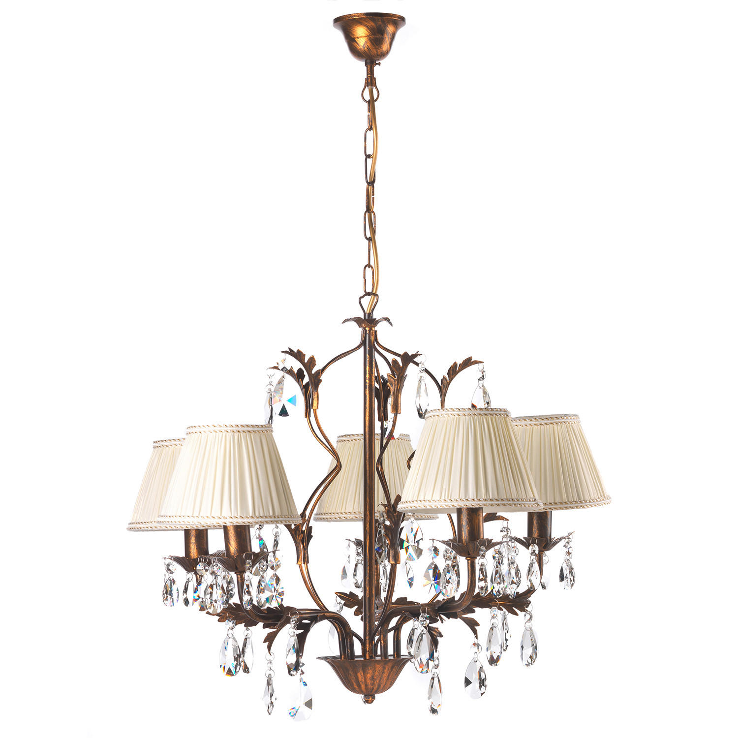 KRISTALL-HÄNGELEUCHTE 60/105 cm   - Bronzefarben, KONVENTIONELL, Glas/Metall (60/105cm)