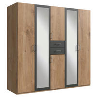 KLEIDERSCHRANK in Plankeneiche, Anthrazit  - Plankeneiche/Anthrazit, KONVENTIONELL, Glas/Holzwerkstoff (225/208/58cm) - Carryhome