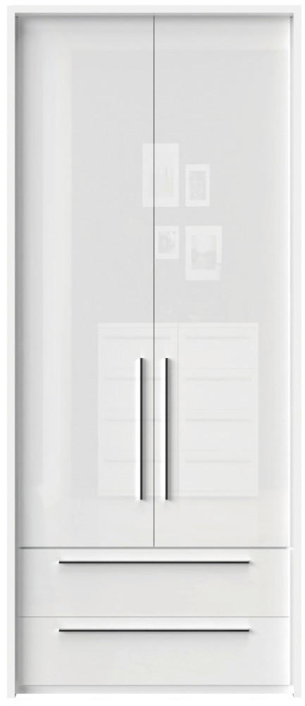 ORMAR SA KLASIČNIM VRATIMA bela, bela visoki sjaj  97/226/60 cm  - bela visoki sjaj/bela, Dizajnerski, pločasti materijal/plastika (97/226/60cm)