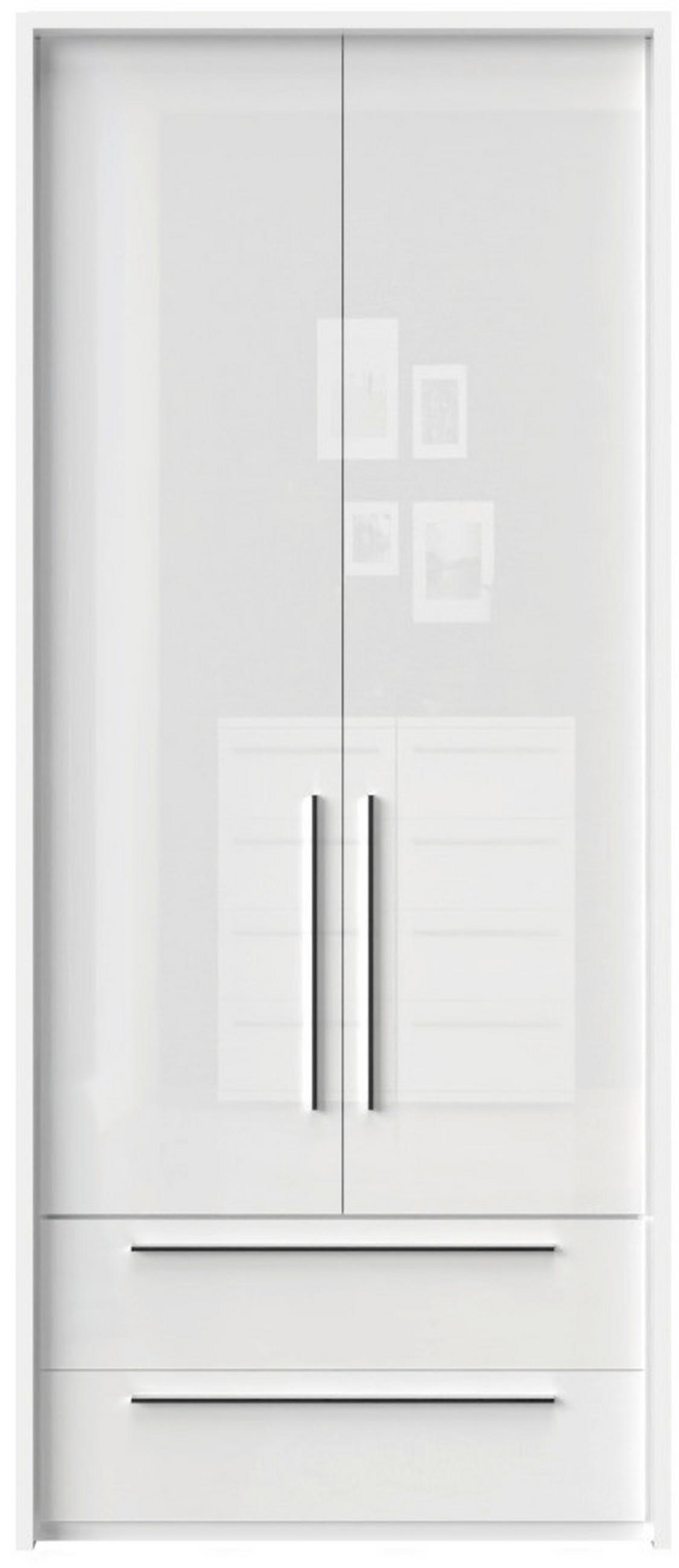 ORMAR SA KLASIČNIM VRATIMA bela, bela visoki sjaj  97/226/60 cm  - bela visoki sjaj/bela, Dizajnerski, pločasti materijal/plastika (97/226/60cm)