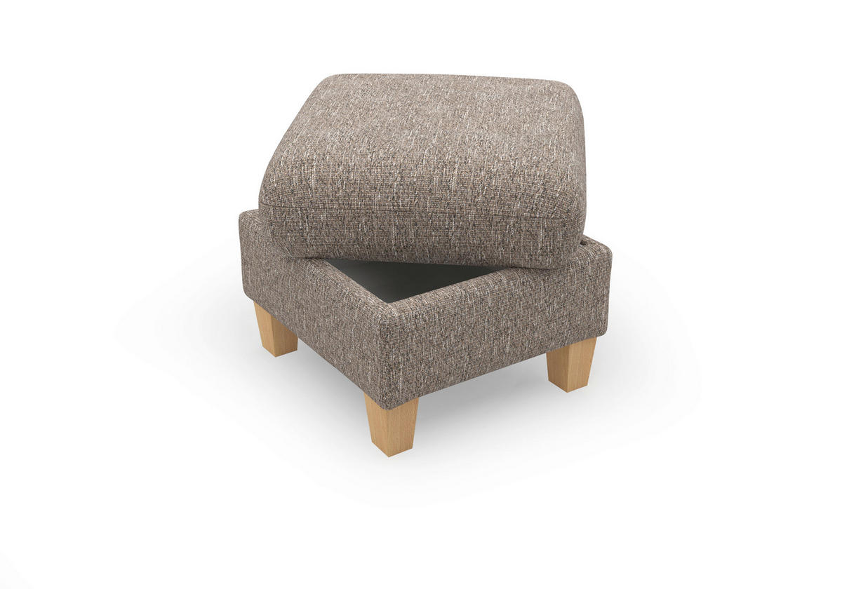 HOCKER GLENDALE E Chenille Cappuccino  - Eichefarben/Cappuccino, KONVENTIONELL, Holz/Textil (58/48/58cm) - Sit & More