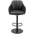 BARHOCKER in Metall, Leder Anthrazit  - Anthrazit/Schwarz, Design, Leder/Metall (59/109,5-120/61cm) - Johann Jakob