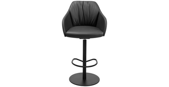 BARHOCKER in Metall, Leder Anthrazit - Anthrazit/Schwarz, Design, Leder/Metall (59/109,5-120/61cm) - Johann Jakob