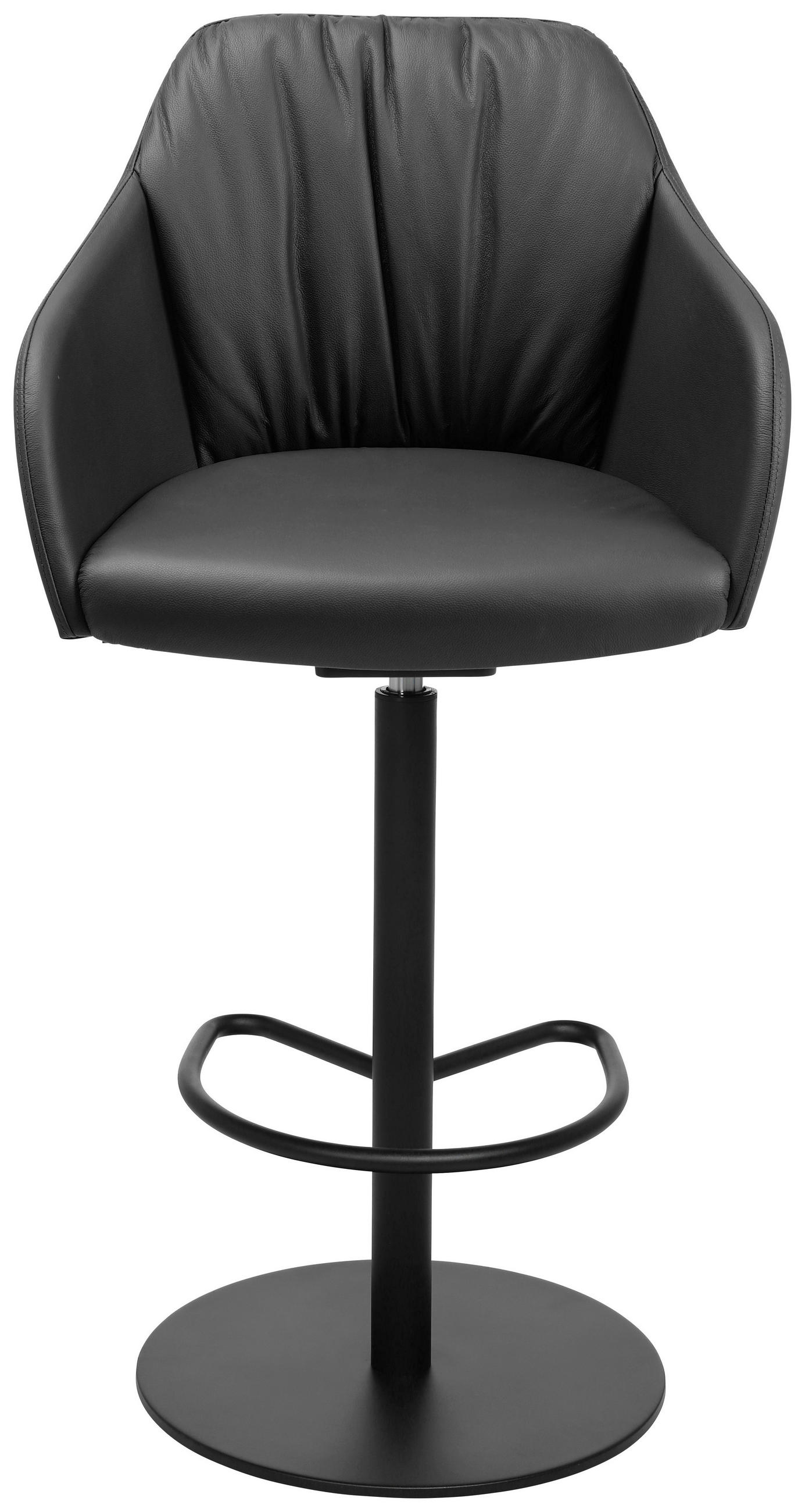 BARHOCKER Echtleder Anthrazit Stahl Sitzfläche 360° drehbar, Lederauswahl - Anthrazit/Schwarz, Design, Leder/Metall (59/109,5-120/61cm) - Johann Jakob