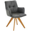 ARMLEHNSTUHL  in Echtleder pigmentiert  - Eichefarben/Anthrazit, Design, Leder/Holz (59/89/63cm) - Dieter Knoll
