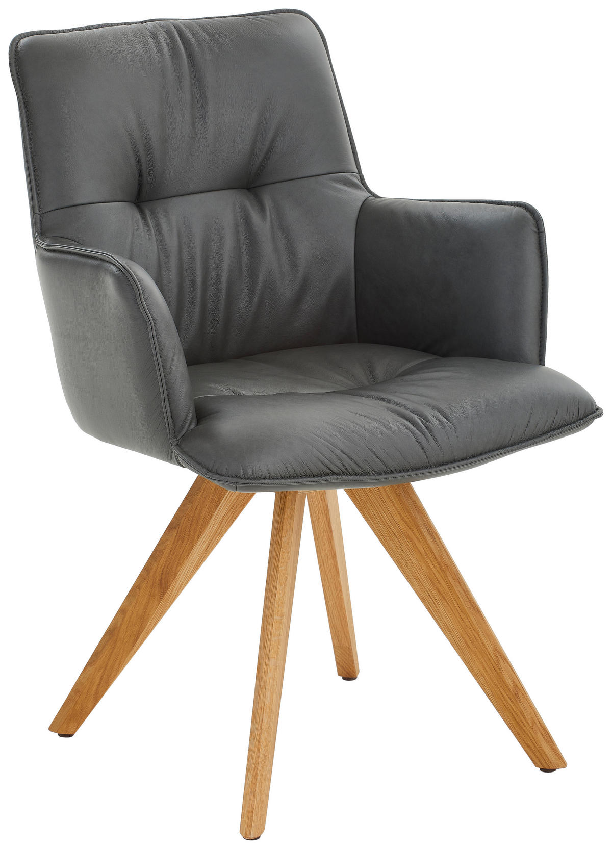 ARMLEHNSTUHL  in Echtleder pigmentiert  - Eichefarben/Anthrazit, Design, Leder/Holz (59/89/63cm) - Dieter Knoll