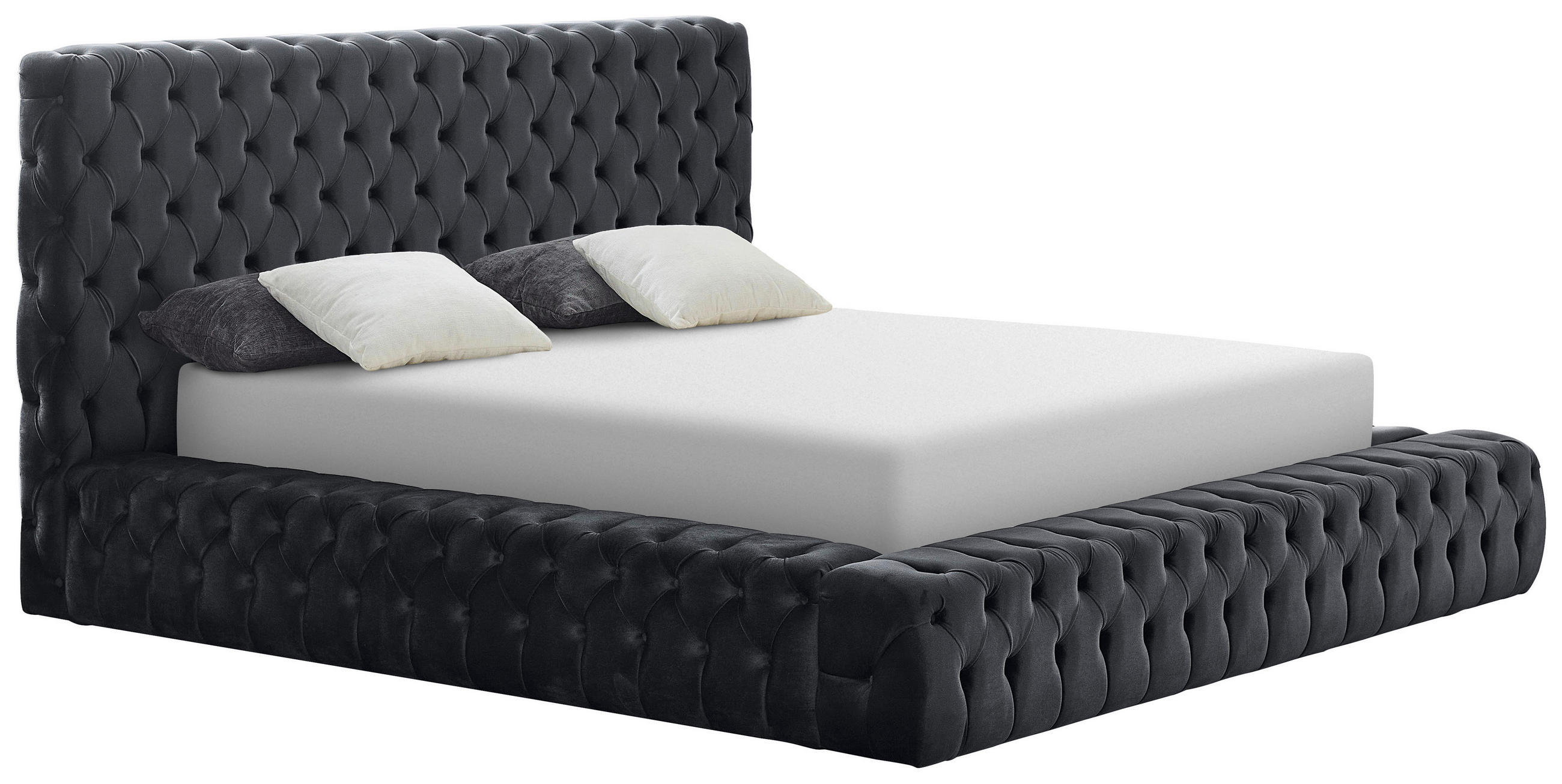POLSTERBETT Bettkasten, gepolstertes Kopfteil, Lattenrost 180/200 cm  in Grau  - Blau/Grau, MODERN, Kunststoff/Textil (180/200cm) - Livetastic