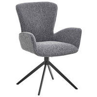 ARMLEHNSTUHL  in Eisen Jacquard, Flachgewebe  - Dunkelgrau/Schwarz, Design, Textil/Metall (63/92/63cm) - Valdera