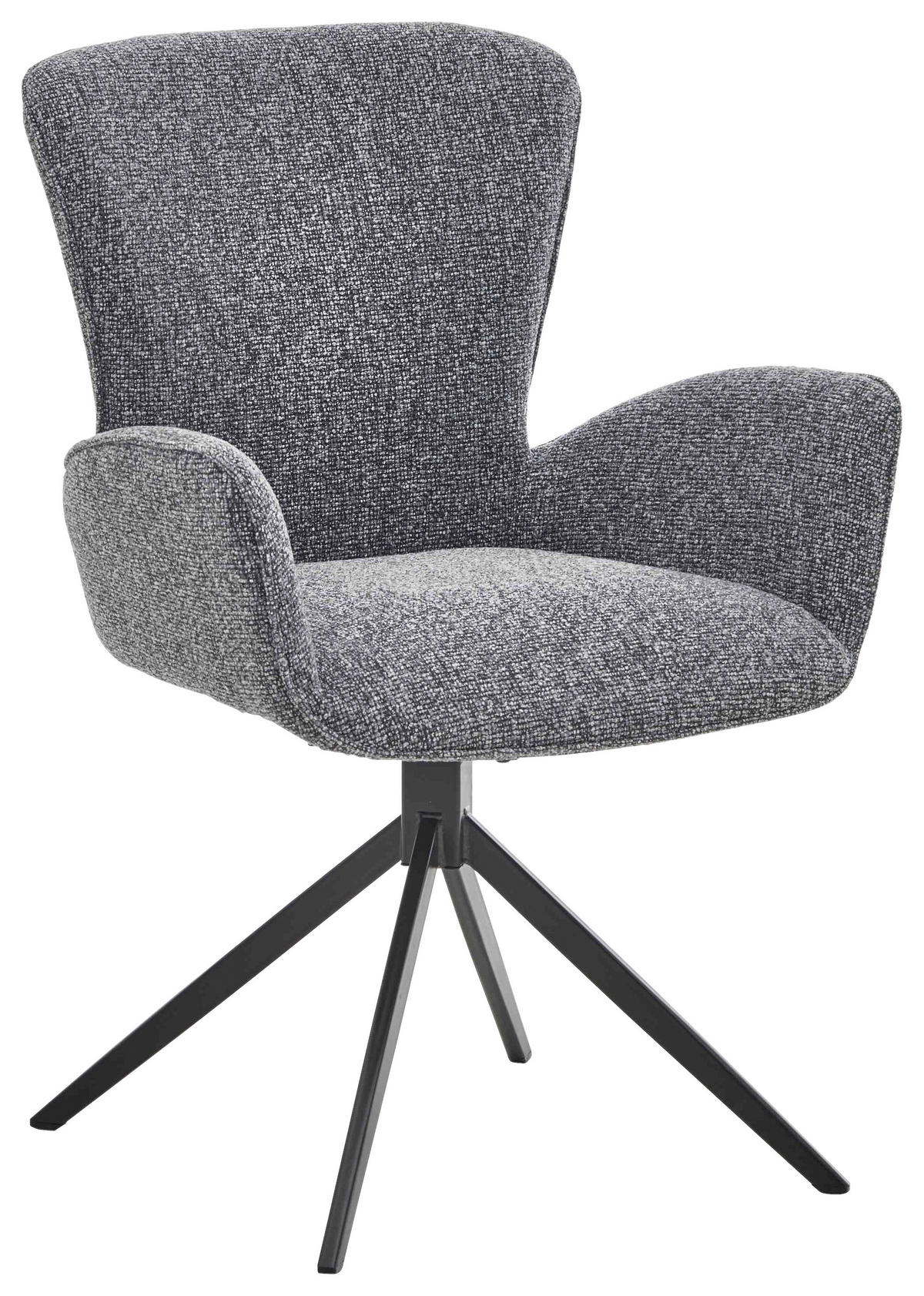 ARMLEHNSTUHL  in Eisen Jacquard, Flachgewebe  - Dunkelgrau/Schwarz, Design, Textil/Metall (63/92/63cm) - Valdera