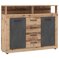 KOMODA, antracit, barve hrasta  - črna/barve hrasta, Design, umetna masa/leseni material (119,5/96,8/32cm) - MID.YOU