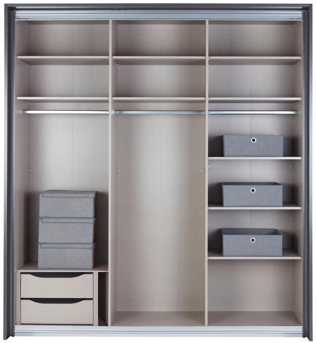 Dulap Cu Uși Culisante, 203/229/62 cm, gri - culoare aluminiu/gri, Basics, metal/material pe bază de lemn (203/229/62cm)