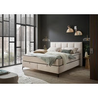 BOXBETT 180/200 cm  in Creme  - Creme/Schwarz, MODERN, Holzwerkstoff/Kunststoff (180/200cm) - MID.YOU