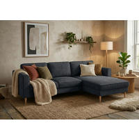 ECKSCHLAFSOFA  in Cord Dunkelgrau Modern  - Dunkelgrau/Buchefarben, MODERN, Holz/Textil (232/161cm) - Trendmanufaktur