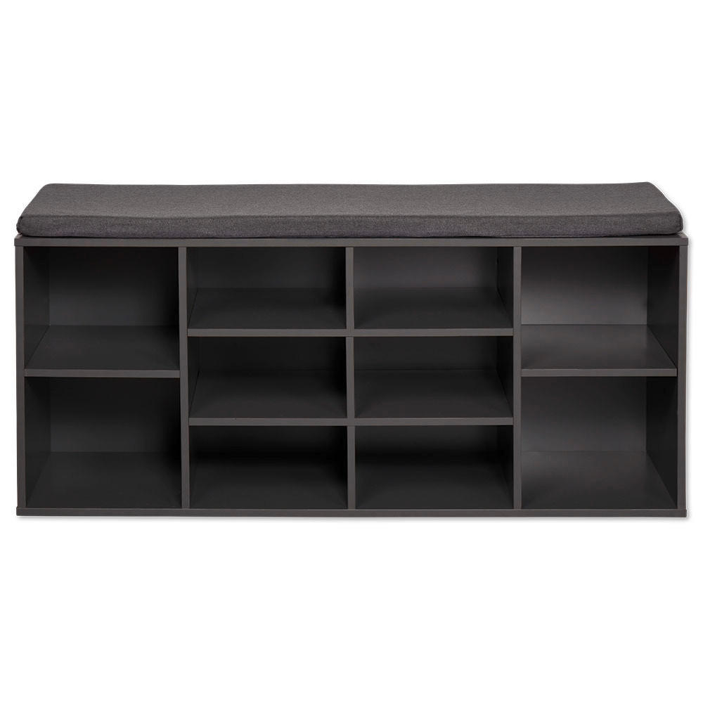 Schuhschrank Grau Holz Mit Sitzkissen B: 103,5 cm
