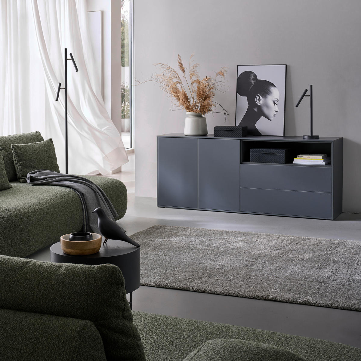 REGALELEMENT 179,1/72,6/40 cm Graphitfarben  179,1/72,6/40 cm  - Graphitfarben, Design, Holzwerkstoff (179,1/72,6/40cm) - home24