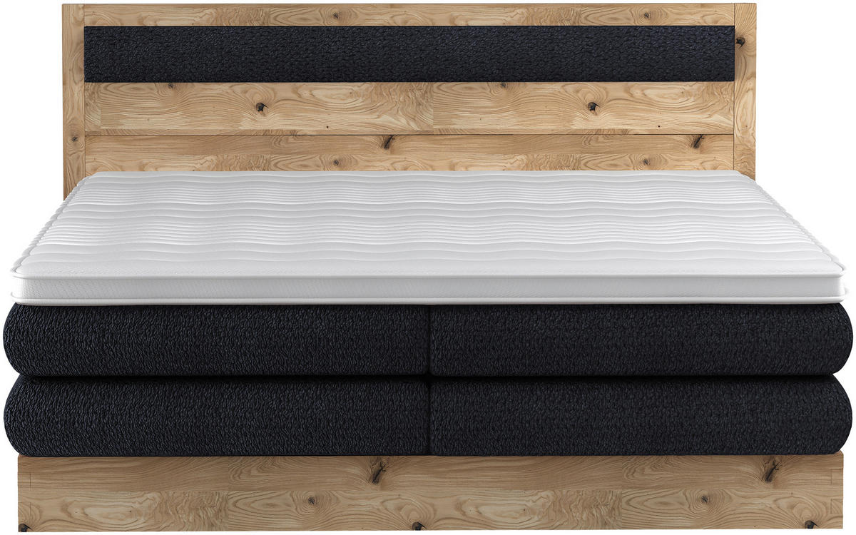 BOXSPRINGBETT 180/200 cm  in Schwarz, Eichefarben  - Eichefarben/Schwarz, KONVENTIONELL, Holz/Holzwerkstoff (180/200cm) - Valnatura