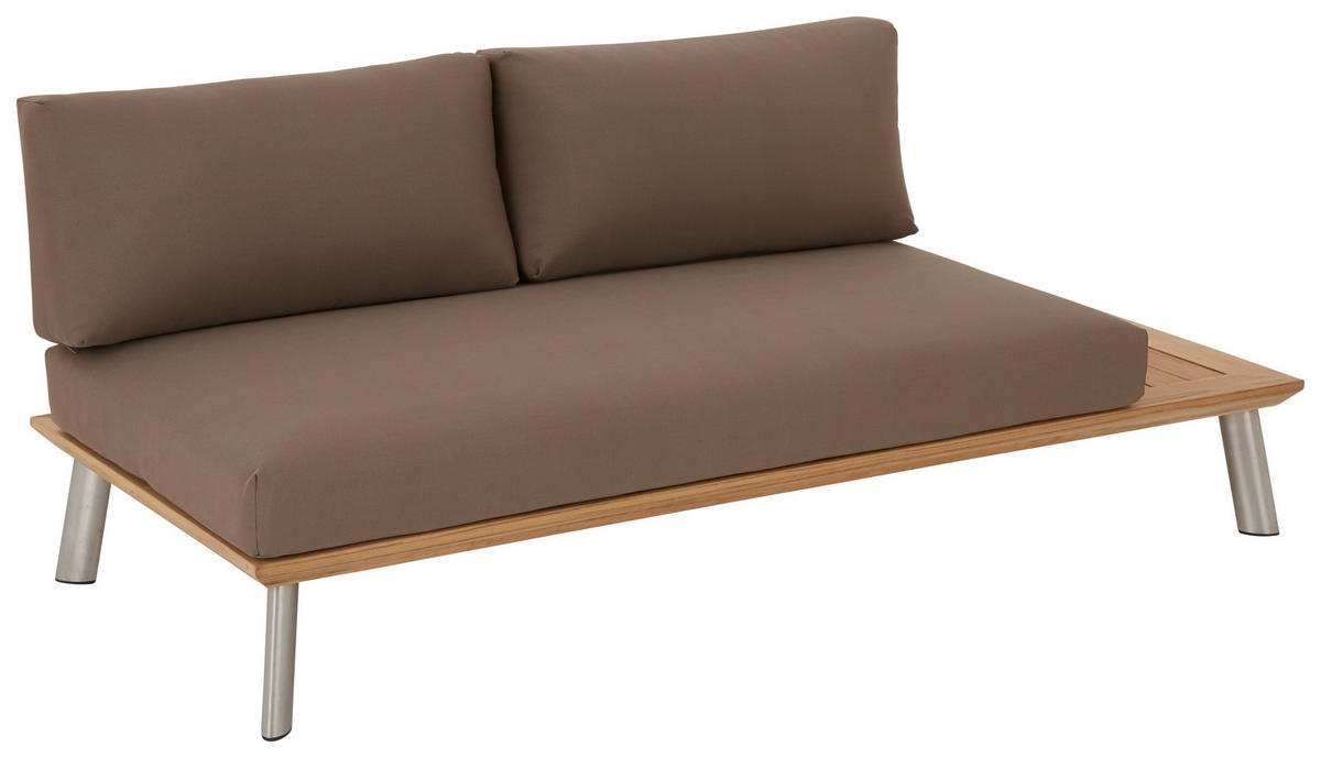 LOUNGESOFA  - Edelstahlfarben/Beige, Modern, Holz/Textil (175/75/80cm) - Amatio