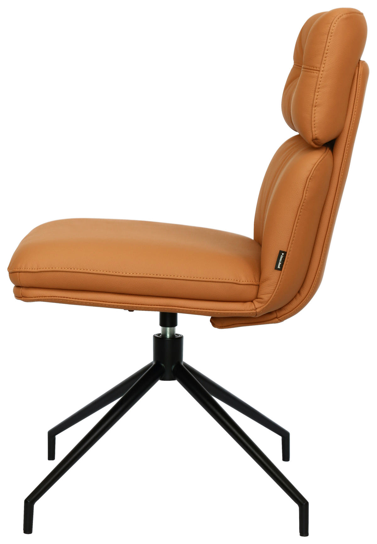 STUHL Echtleder Schwarz, Cognac  - Cognac/Schwarz, Design, Leder/Metall (50/92/64,5cm) - Dieter Knoll