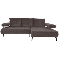 ECKSOFA Dunkelbraun Webstoff  - Dunkelbraun/Schwarz, Design, Textil/Metall (266/180cm) - Welnova