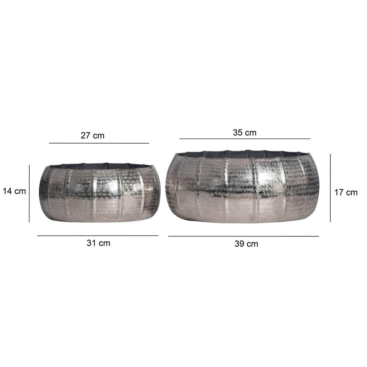 DEKOVASE  - Silberfarben, Design, Metall (39/17/39cm) - Livetastic