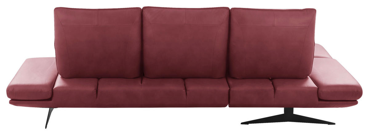 ECKSOFA Kirschrot Echtleder Armteilverstellung, Kopfteilverstellung, Sitztiefenverstellung  - Schwarz/Kirschrot, Design, Leder/Metall (180/291cm) - Celina Home
