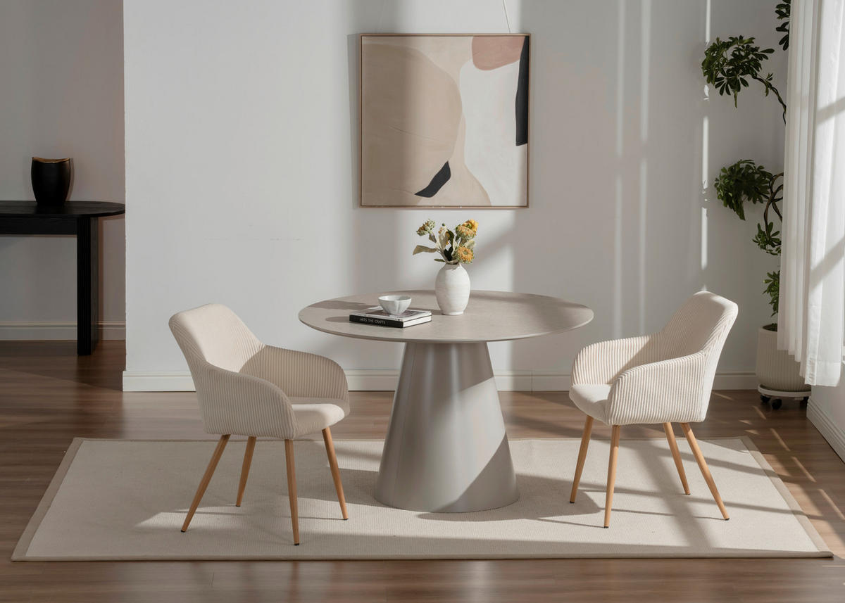 ARMLEHNSTUHL  in Eisen Cord  - Eichefarben/Beige, Trend, Holz/Textil (55/84/60cm) - Livetastic