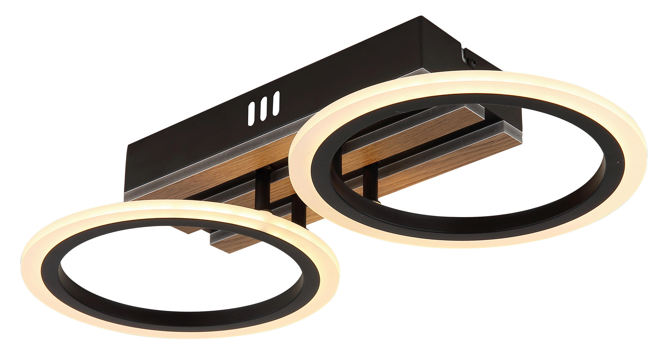 LED-DECKENLEUCHTE 44,5/21/8,5 cm   - Dunkelbraun/Schwarz, Natur, Holzwerkstoff/Kunststoff (44,5/21/8,5cm) - Globo