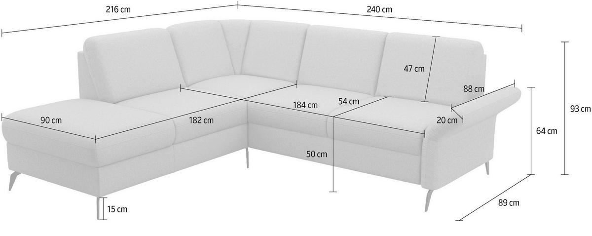 ECKSOFA ROCHELLE E Taupe Flachgewebe  - Taupe/Schwarz, KONVENTIONELL, Textil/Metall (216/240cm) - Sit & More