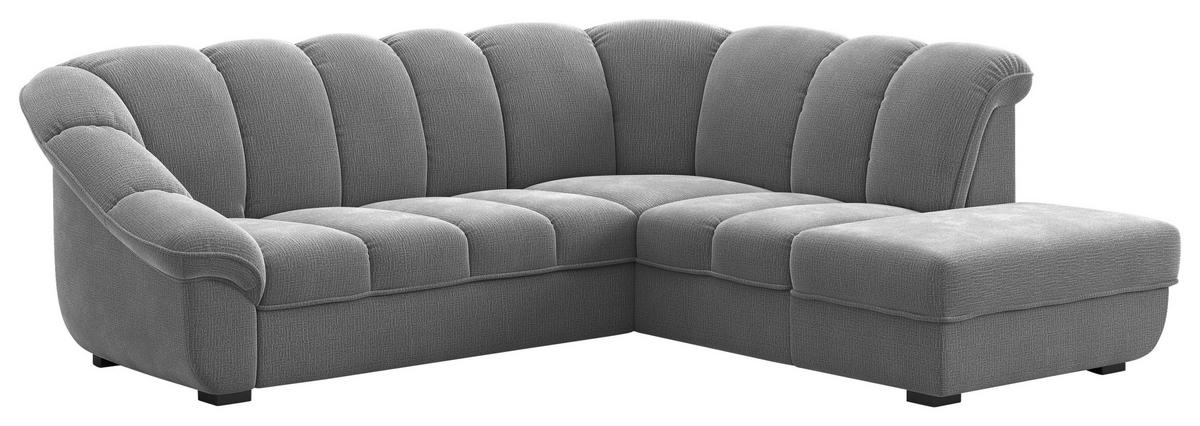 ECKSOFA Anthrazit Chenille Bettkasten, Schlaffunktion, Rücken echt  - Anthrazit/Schwarz, KONVENTIONELL, Kunststoff/Textil (260/222cm) - Welnova