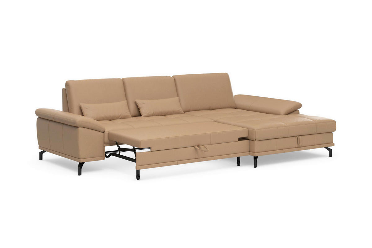 ROHOVÁ SEDAČKA, kůže, cappuccino - černá/cappuccino, Basics, kov/kůže (301/176cm) - Sit & More