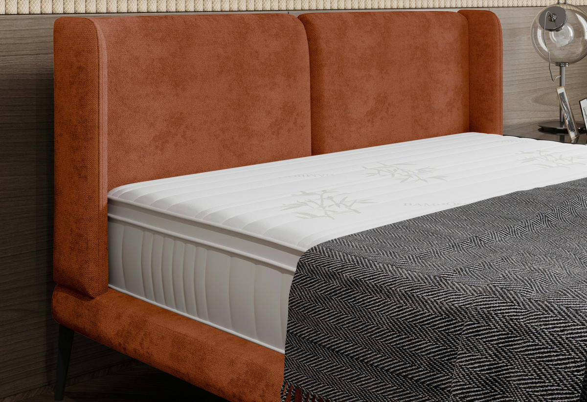 KÁRPITOZOTT ÁGY 180/200 cm  rozsdavörös  - rozsdavörös/fekete, Modern, textil/fém (180/200cm) - Livetastic