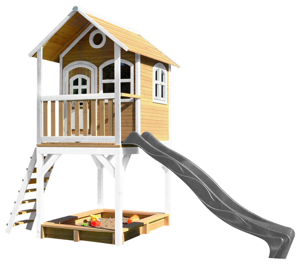 SPIELHAUS SARAH 370/291/191 cm  - Braun/Weiß, KONVENTIONELL, Holz/Kunststoff (370/291/191cm) - Ambia Garden