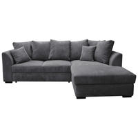 ECKSOFA in Cord Anthrazit  - Anthrazit/Schwarz, Design, Kunststoff/Textil (259/174cm) - Cantus