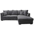 ECKSOFA in Cord Anthrazit  259/174 cm  - Anthrazit/Schwarz, Design, Kunststoff/Textil (259/174cm) - Cantus