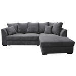 ECKSOFA in Cord Anthrazit  259/174 cm  - Anthrazit/Schwarz, Design, Kunststoff/Textil (259/174cm) - Cantus