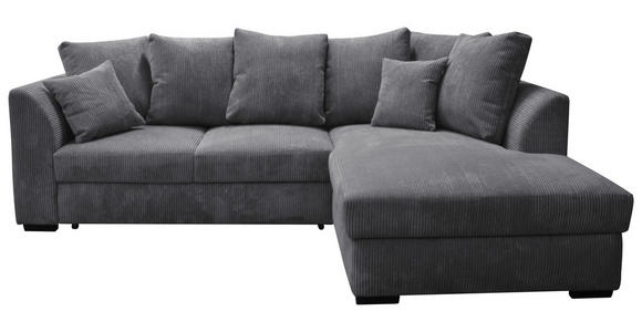 ECKSOFA in Cord Anthrazit  259/174 cm  - Anthrazit/Schwarz, Design, Kunststoff/Textil (259/174cm) - Cantus