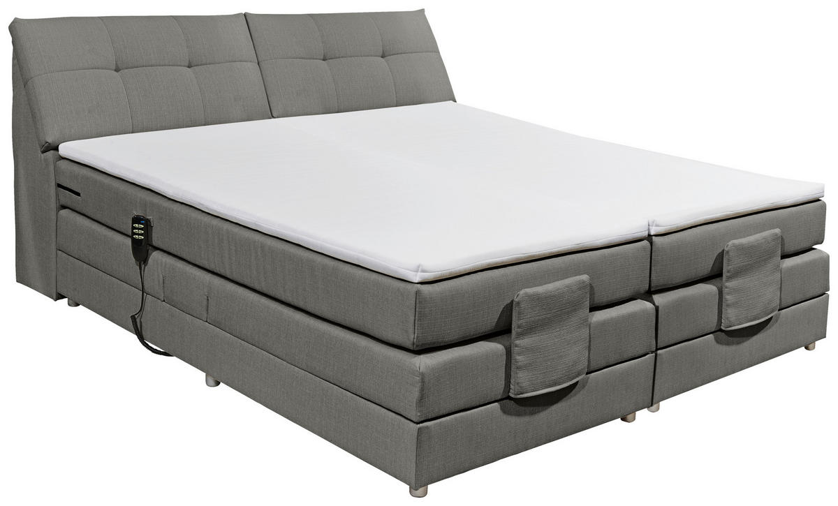 BOXSPRINGBETT 180/200 cm  in Grau  - Silberfarben/Grau, Design, Kunststoff/Textil (180/200cm) - Esposa