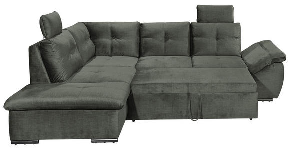 ECKSOFA in Mikrovelours Dunkelgrün - Dunkelgrün/Schwarz, KONVENTIONELL, Kunststoff/Textil (217/265cm) - Carryhome